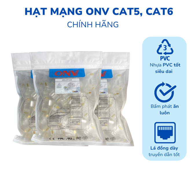 Đầu mạng RJ45 ONV CAT5e - Hộp