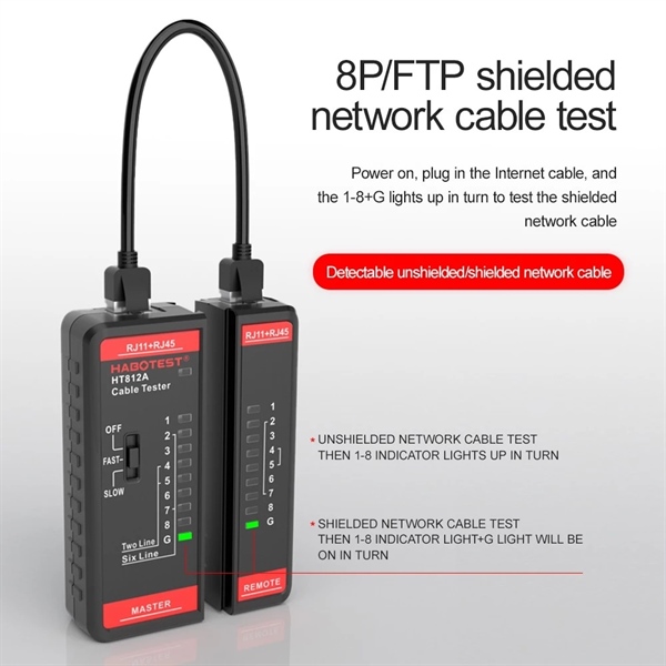 Bộ test cáp mạng RJ45 Habotest HT812A (dùng pin AAA) - Bộ