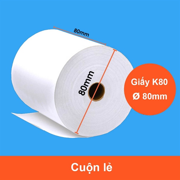 Giấy in bill K80x80mm Oji Nhật (Thùng 50 cuộn) - Cuộn