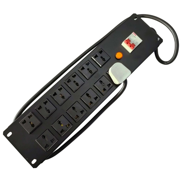 Thanh nguồn PDU 12 ổ cắm 3 chân có CB 30A chuẩn 19 inch - Cái