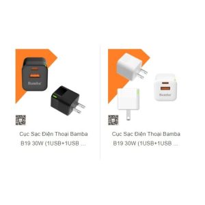 Sạc nhanh Bamba B19 30W (1USB+1USB C) (Màu trắng) - Cái