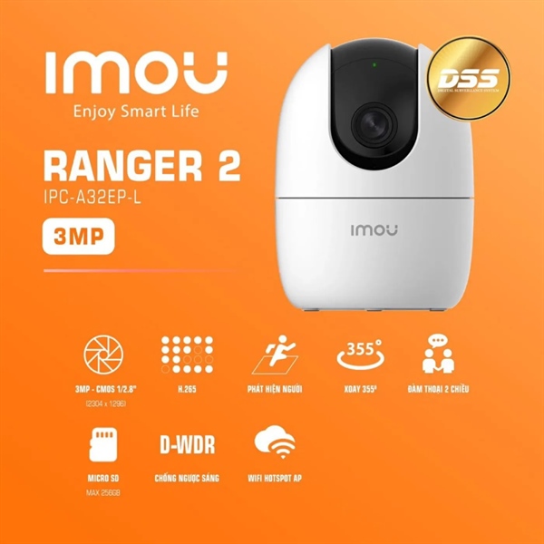 Camera IPC Wifi imou Ranger2 A32EP-L 3.0Mpx - Cái