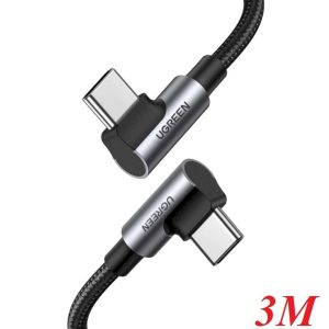 Cáp dữ liệu, sạc nhanh 100W USB 2.0 Type-C to Type-C bẻ góc 2 đầu 90 độ L dài 3M Ugreen 10357 cao cấp - Sợi Cáp dữ liệu, sạc nhanh 100W USB 2.0 Type-C to Type-C bẻ góc 2 đầu 90 độ L dài 3M Ugreen 10357 cao cấp - Sợi