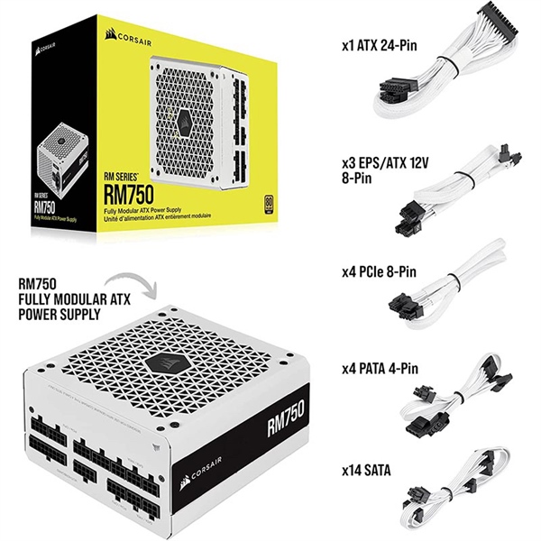 Nguồn máy tính Corsair RM750 White 2021 80 Plus Gold - Full Modul - Cái