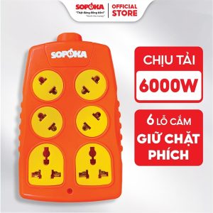 Ổ cắm diện Sopoka 6000W 6 lỗ chéo không dây 30A 6S-6000W+C Ổ cắm diện Sopoka 6000W 6 lỗ chéo không dây 30A 6S-6000W+C