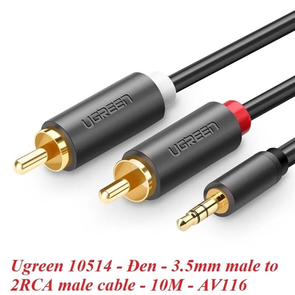 Cáp Audio 3.5mm to RCA (hoa sen) mạ vàng dài 5 mét Ugreen 10591 - Mét Cáp Audio 3.5mm to RCA (hoa sen) mạ vàng dài 5 mét Ugreen 10591 - Mét