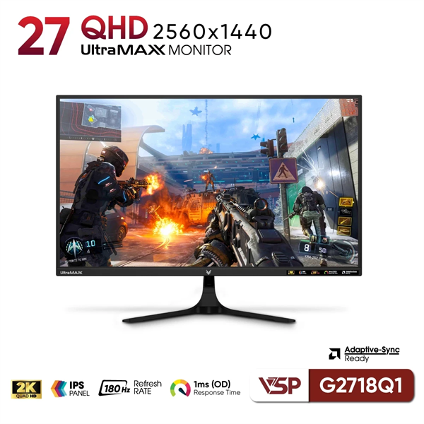 Màn hình VSP G2718Q1 27 inch IPS 2K 180Hz màu đen - Cái