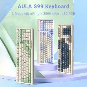 Bàn phím cơ không dây Aula S99 Pro 99 phím, 3 chế độ Bluetooth, có dây, không dây - Cái