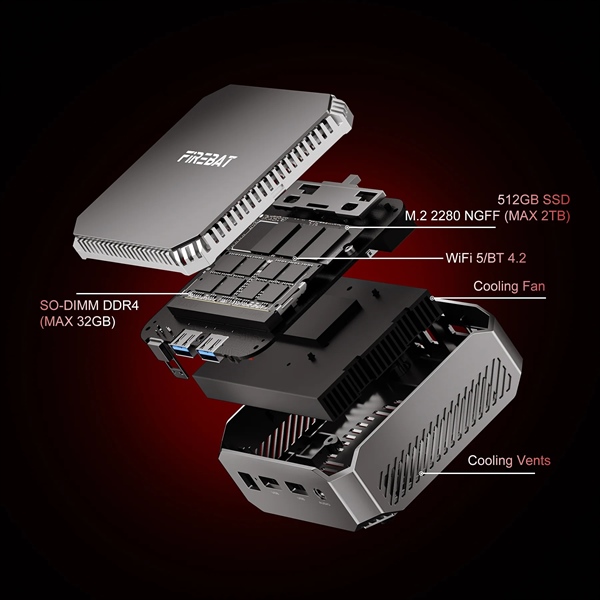 Máy bộ Mini PC FireBat T2 (CPU Intel N150/RAM 16GB/SSD 1TB NVMe/Win11) - Bộ Máy bộ Mini PC FireBat T2 (CPU Intel N150/RAM 16GB/SSD 1TB NVMe/Win11) - Bộ