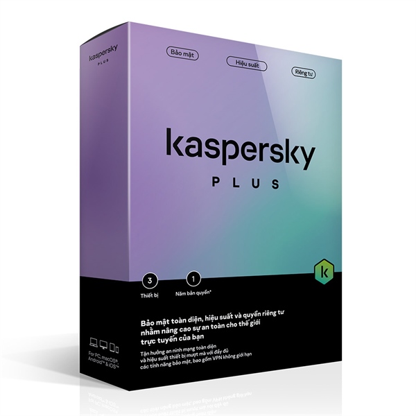 Phần mềm bảo mật Kaspersky Plus 3PC/1 năm