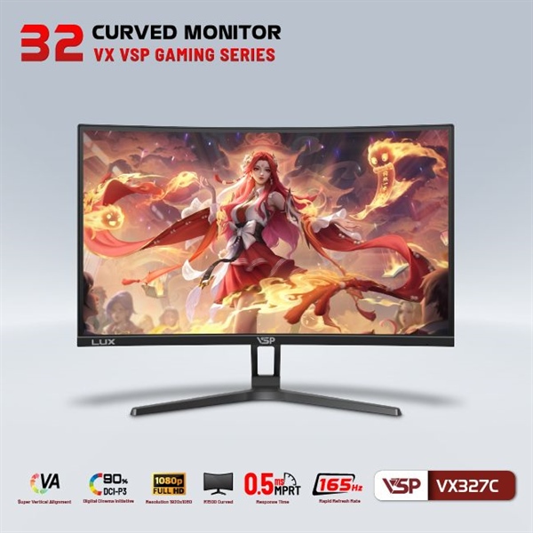 Màn hình cong Gaming VSP VX327C 32inch FullHD 165Hz VA - Màu đen