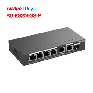 Switch PoE Ruijie RG-ES206GS-P 6 ports Gigabit (4 PoE + 2 uplink RJ45 Gigabit/1 combo SFP) - Cái Switch PoE Ruijie RG-ES206GS-P 6 ports Gigabit (4 PoE + 2 uplink RJ45 Gigabit/1 combo SFP) - Cái
