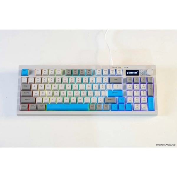 Bàn phím cơ Silent Emaster EKG803GB (màu trắng xanh) - Cái