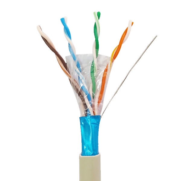 Cáp mạng VCOM CAT5E FTP 4 PAIRS 24AWG đồng nguyên chất (xám)