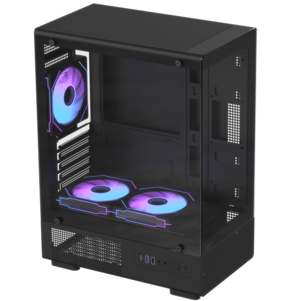 Case máy tính Gaming Formula V Line Crystal Z1CM Plus V2 Black (m-ATX, 3 fan ARGB, Max 5 fan, Rad 240, USB-C)