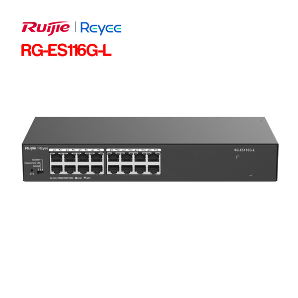 Switch mạng Ruijie RG-ES116G-L 16 ports Gigabit Unmanaged - Cái Switch mạng Ruijie RG-ES116G-L 16 ports Gigabit Unmanaged - Cái