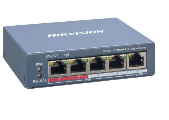 Switch PoE Hikvision DS-3E1106P-EI/M 4 ports + 2 uplink 100Mbps Switch PoE Hikvision DS-3E1106P-EI/M 4 ports + 2 uplink 100Mbps